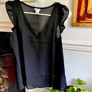 J.Crew Sheer Ruffle Sleeve Blouse